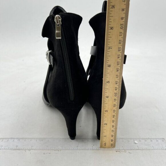 Black Peep Open Toe Sandals Boot Cut Out Buckle Ankle Bootie Low Heel Shoes